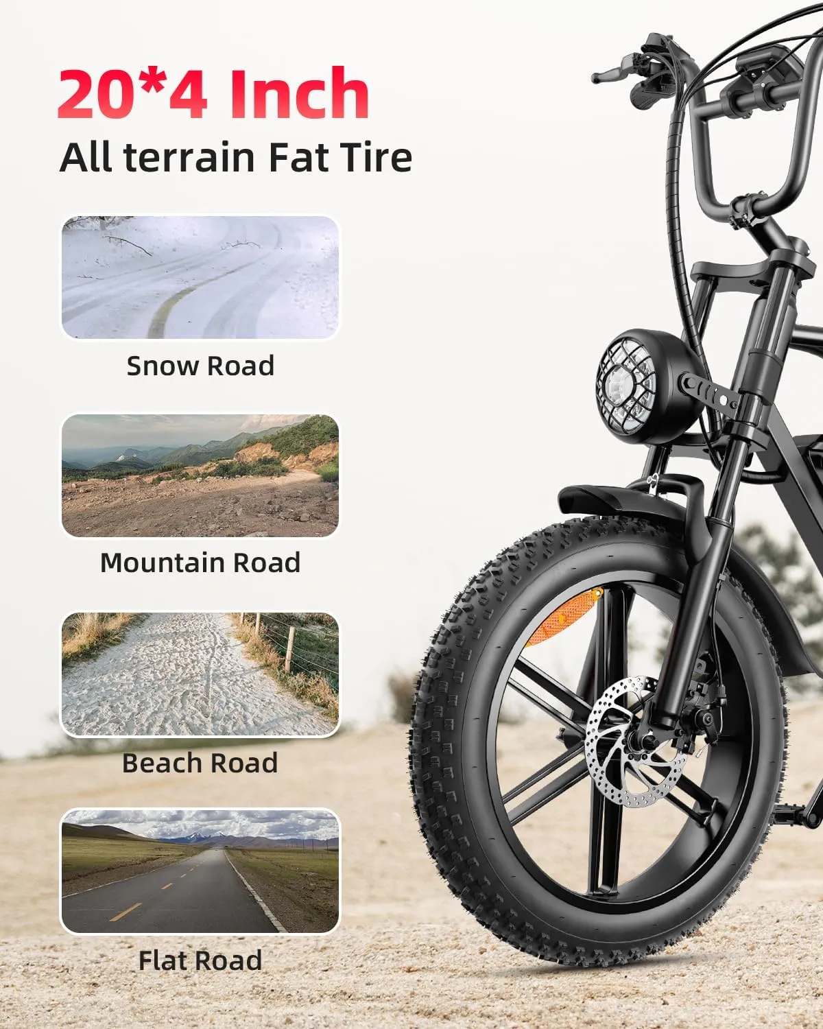 V9-G60 Peak 1500W Ebike, 48V 20Ah(960WH) Removable Battery, 72Miles &32MPH,20" Fat Tire Dirt Bike,7 Speed Gears,Dual Shock Absorber, Adults Electric Bike for Mountains, Snow, Sand, Road