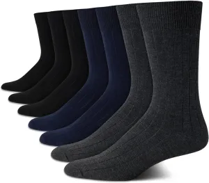 Van Heusen Mens Dress Socks - 7 Pack Soft Stretch Moisturing Wicking Work Crew Socks for Men (Sizes: 6-12.5)
