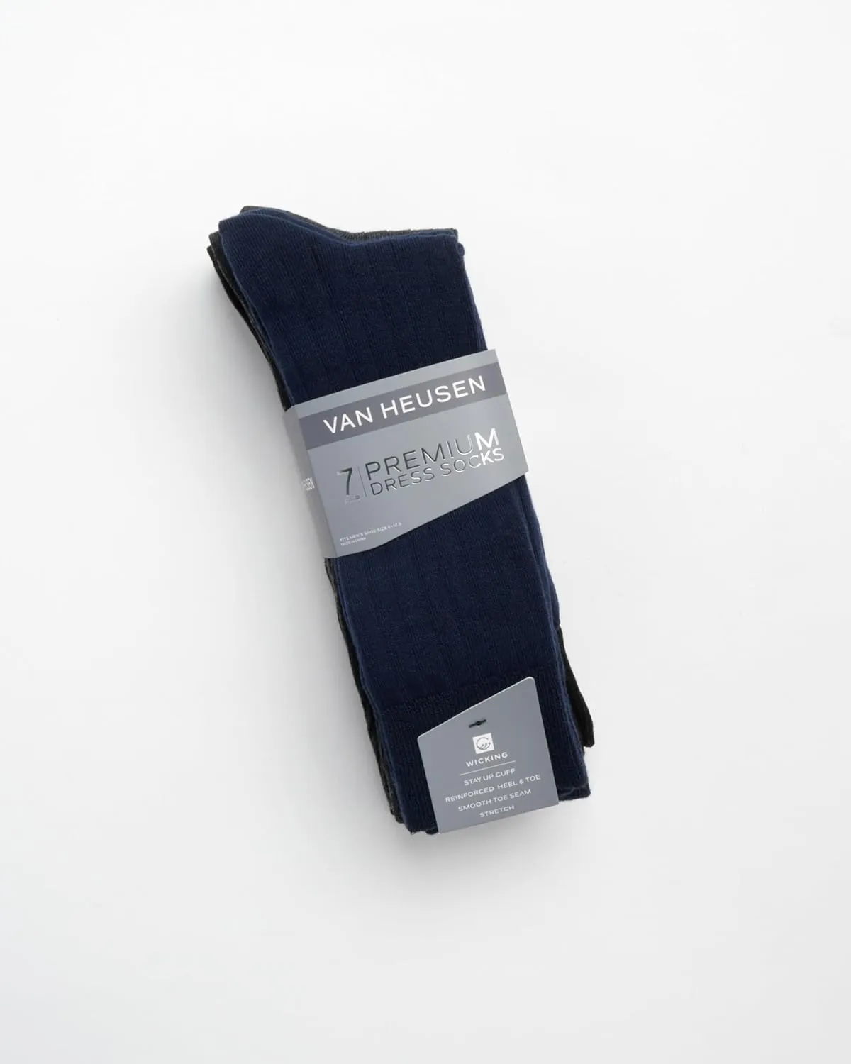 Van Heusen Mens Dress Socks - 7 Pack Soft Stretch Moisturing Wicking Work Crew Socks for Men (Sizes: 6-12.5)