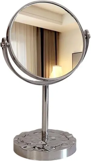 Vanity Mirror Light Luxury Ripple Dresser Double Sided Round Mirror Home Tabletop Magnifying Makeup Mirror Dressing Mirror Makeup Mirror