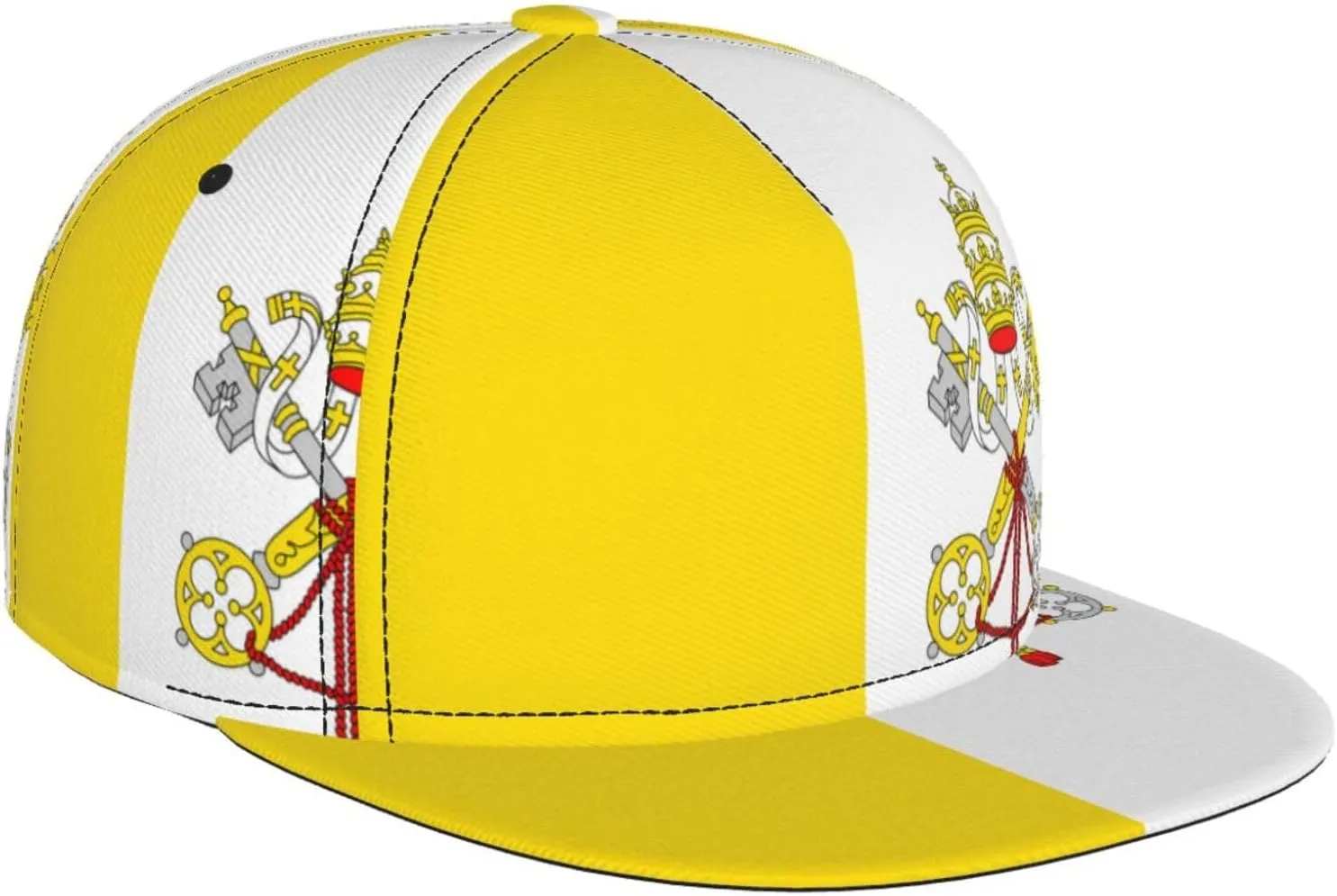 Vatican Flag Outdoor Sports Baseball Cap, Daily Sports Adjustable Fashionable Flat Brim hat, Unisex Four-Season Outdoor Sports Cap, Black