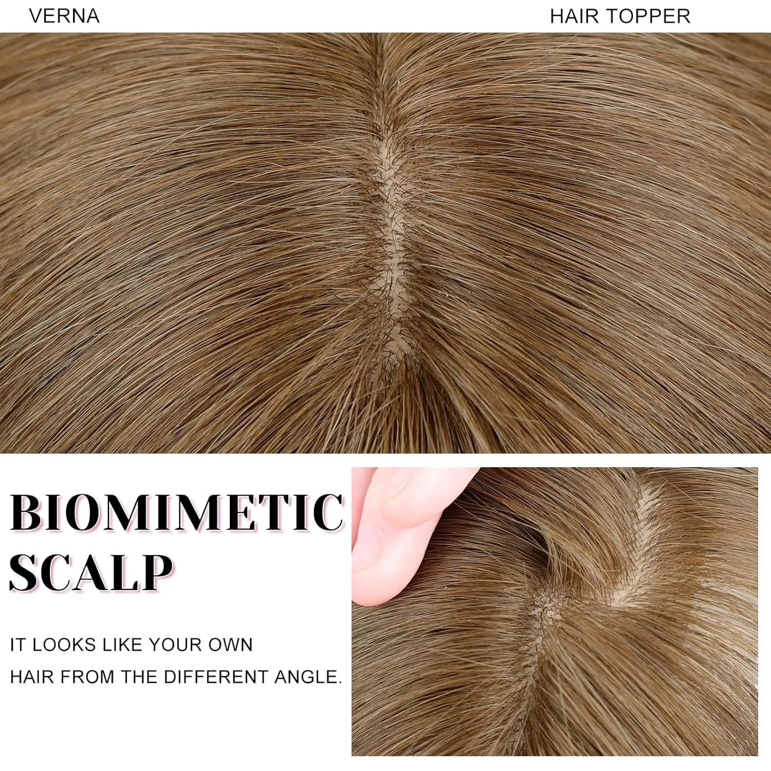 VERNA Hair Toppers for Women Real Human Hair 360°3D Cover Bangs Hair Clip,100% Real Human Hair Light Brown Clip in Bangs,Hair pieces for Daily Wear(5 * 9.5)