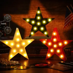 VIHOSE 3 Pcs Marquee Star Lights LED Star Signs Light up Movie Theater Decor Battery Operated Night Light for Gifts Birthday Party Home Movie Decor(Red,Black,Warm)