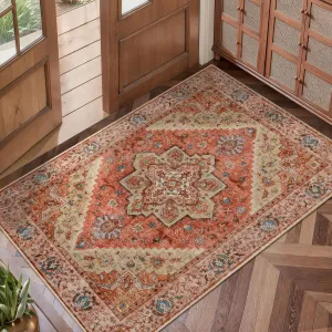 Vintage Rug 2x3 Washable Rug for Entryway, Non Slip Small Area Rug, Indoor Front Door Rug, Print Distressed Door Mat Carpet, Soft Low Pile Rugs for Entrance Kitchen Bedroom Bathroom