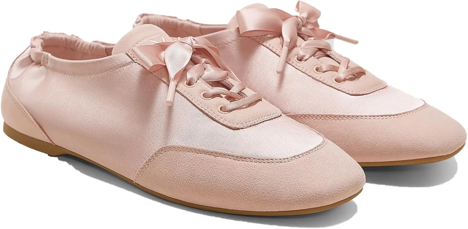 VIVAIA Cristina Square-Toe Lace-Up Satin Sneakerina
