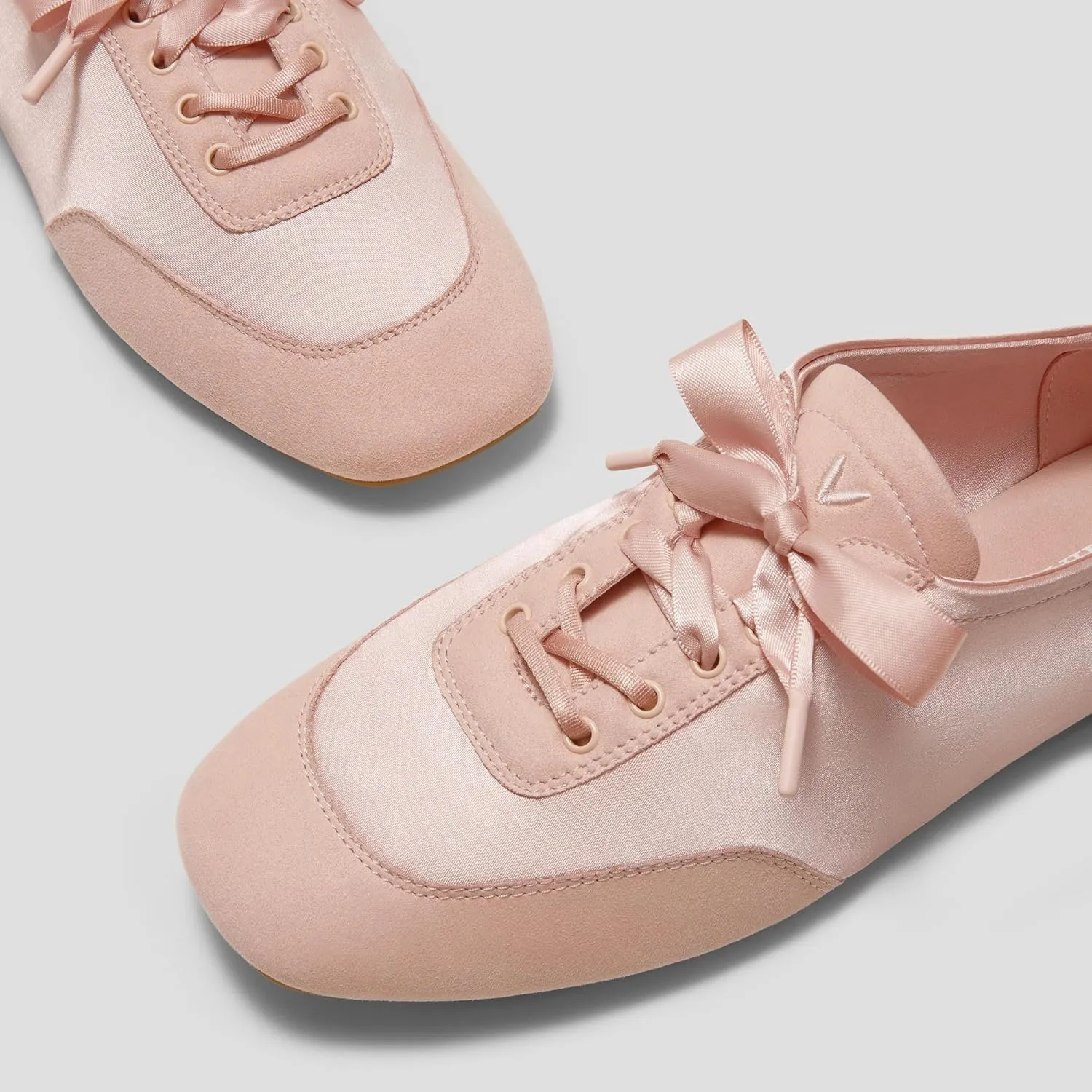 VIVAIA Cristina Square-Toe Lace-Up Satin Sneakerina