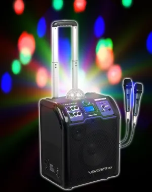 VocoPro Professional Battery Powered, Bluetooth, Karaoke PA System with LED Moonflower Lights, RCA, Black, One Size (LightShow)