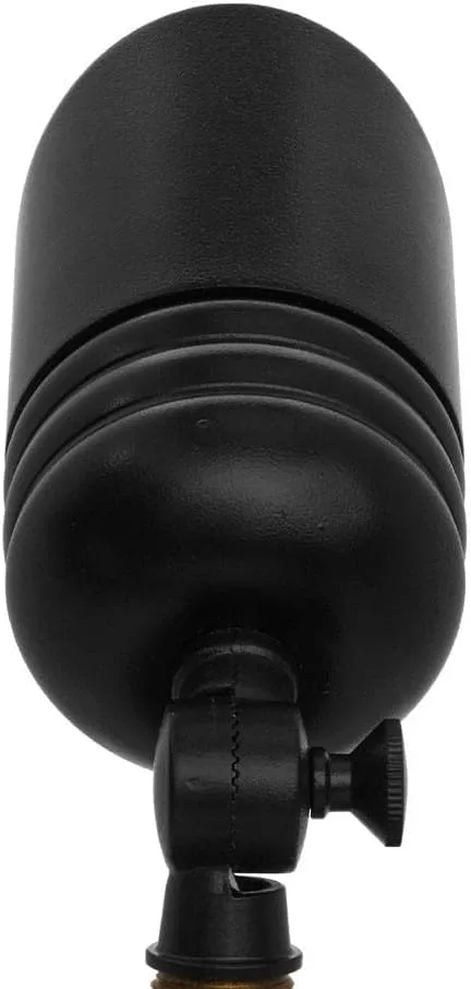 VOLT Fat Boy 12V Brass Outdoor Spotlight (Black) with 5W 2700K Warm White 400 Lumen MR16 LED Bulb for Low Voltage Landscape Lighting of Yard, Lawn, Garden, Patio, Trees & House