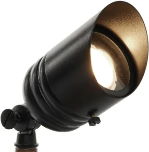 VOLT Fat Boy 12V Brass Outdoor Spotlight (Black) with 5W 2700K Warm White 400 Lumen MR16 LED Bulb for Low Voltage Landscape Lighting of Yard, Lawn, Garden, Patio, Trees & House