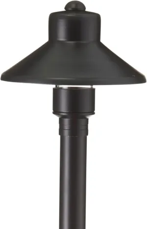VOLT Flat Hat 12V Black Brass Path Light (5" Shade, 25" Tall) for Low Voltage Landscape Lighting on Outdoor Pathway, Walkway, Garden, Driveway or Patio