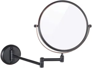 Wall Mounted Makeup Mirror with 3X Magnification, 360 Degree Swivel, Two-Sided Extendable, Bathroom and Hotel (Color : Black Bronze)