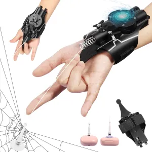 Web Launcher String Shooters Toy, [Electric Reel-in] Spider String Shooter Real Silk [9.6ft Range] Superhero Role-Play Toy Great Gift for Men and Kids (Black).