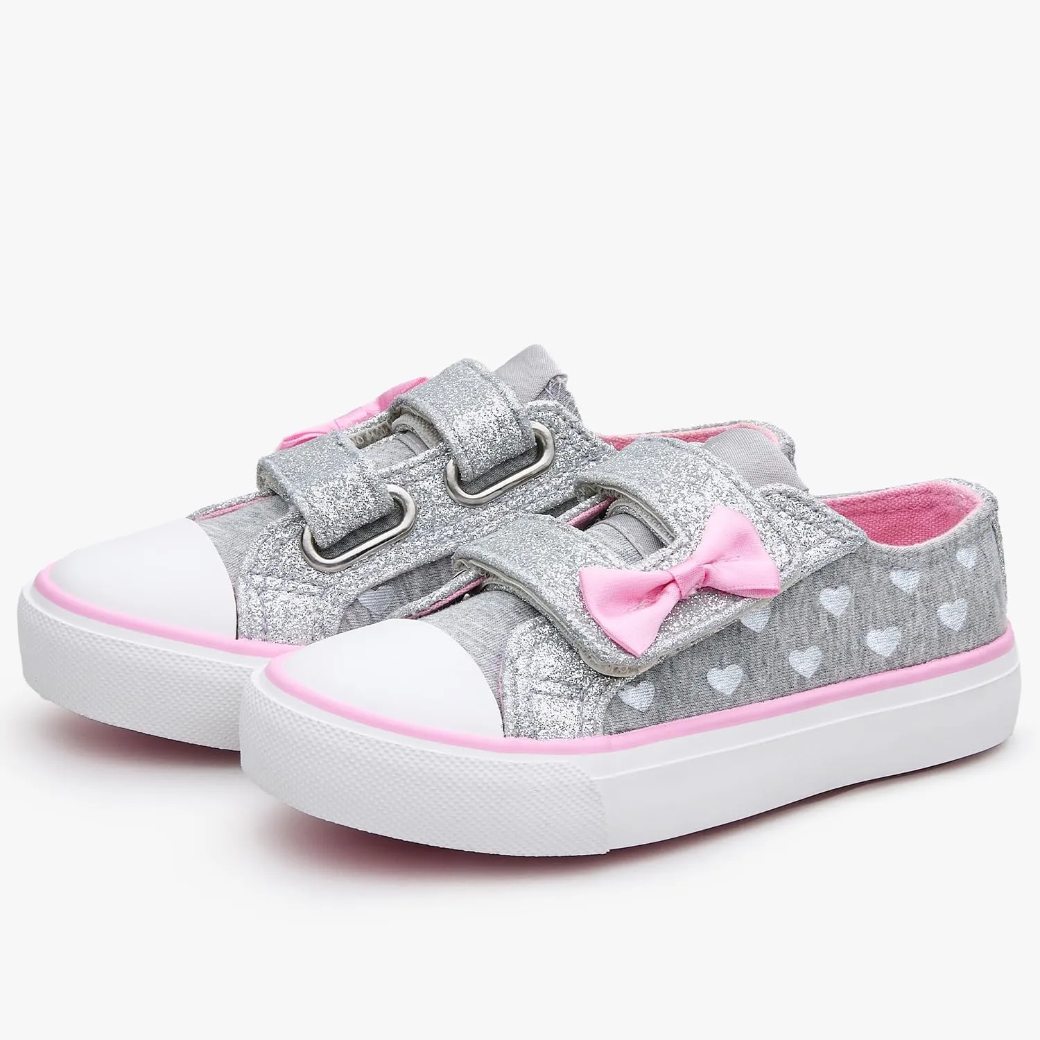 Weestep Girls Glitter Low-Top Casual Canvas Shoes - Lightweight Fashion Sneakers for Toddler and Little Kid