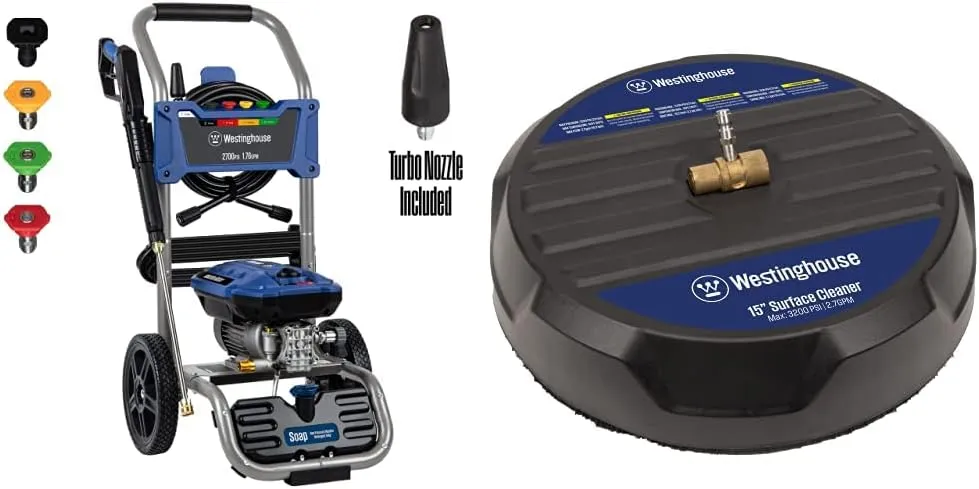 Westinghouse WPX2700e Electric Pressure Washer, 2700 PSI and 1.76 Max GPM & Universal 15” Pressure Washer Surface Cleaner Attachment