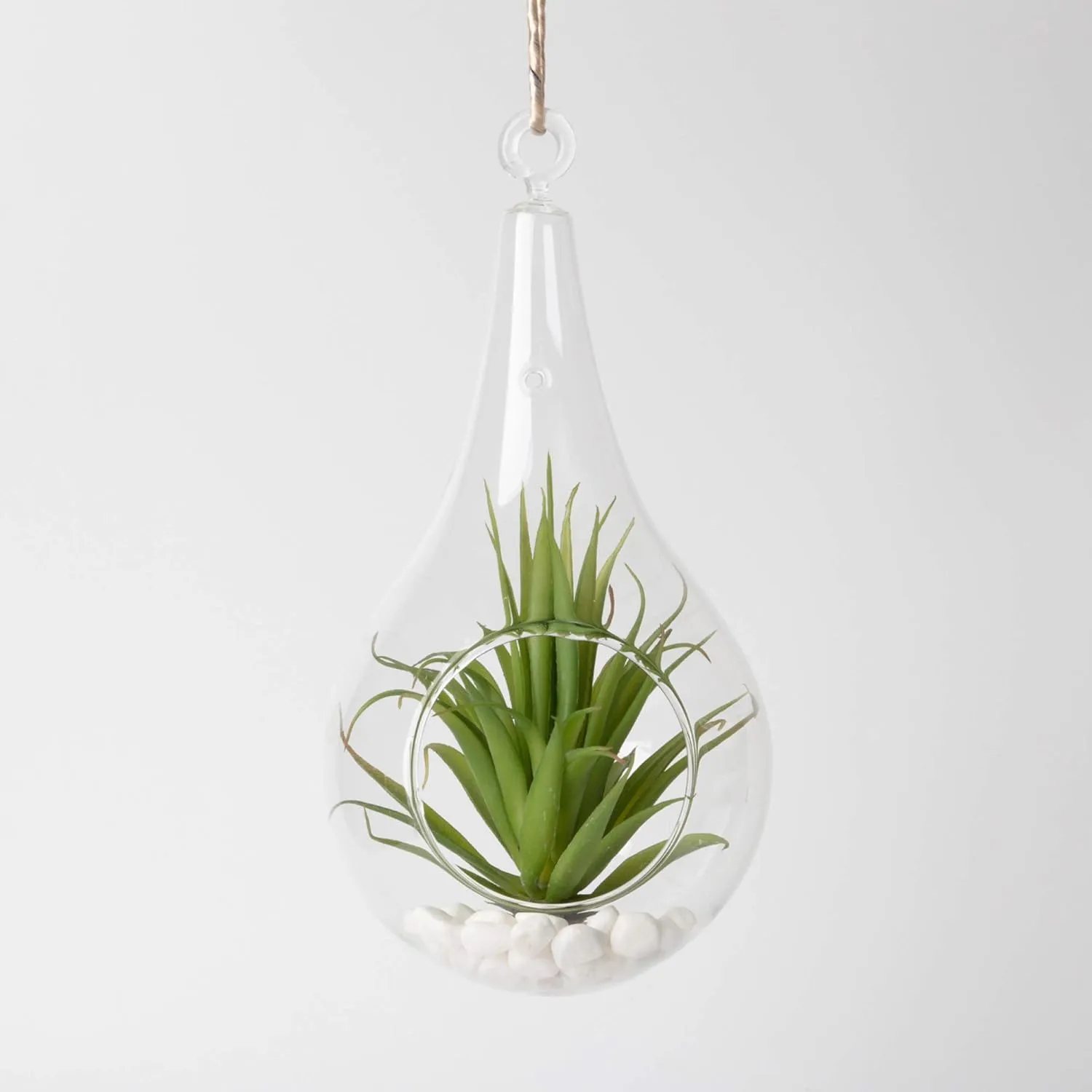 WGV Glass Hanging Plant Terrarium, Width 4.75", Height 9.5", Teardrop Pear DIY Air Succulent Planter Clear Tea Light Votive Candle Holder, Wedding Event Office Home Outdoor Decor, 1 Piece