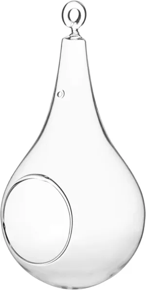 WGV Glass Hanging Plant Terrarium, Width 4.75", Height 9.5", Teardrop Pear DIY Air Succulent Planter Clear Tea Light Votive Candle Holder, Wedding Event Office Home Outdoor Decor, 1 Piece