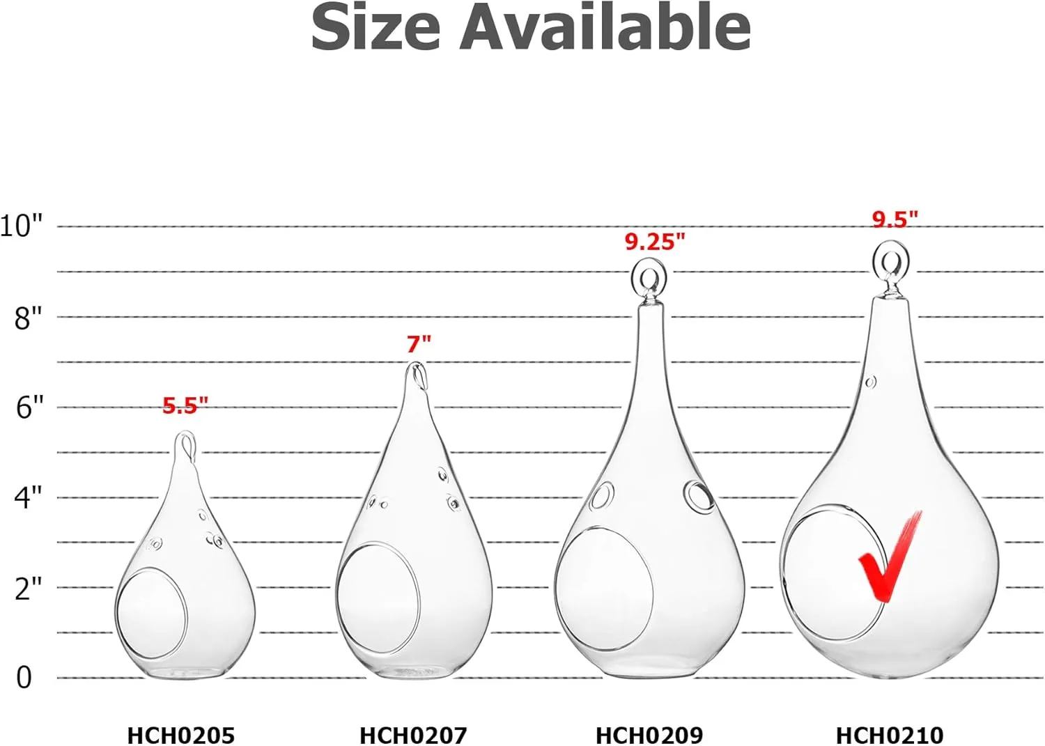 WGV Glass Hanging Plant Terrarium, Width 4.75", Height 9.5", Teardrop Pear DIY Air Succulent Planter Clear Tea Light Votive Candle Holder, Wedding Event Office Home Outdoor Decor, 1 Piece