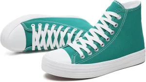 Witwatia Women's High Top Canvas Shoes Black White Fashion Sneakers for Women Comfortable Lace Up Walking Shoes