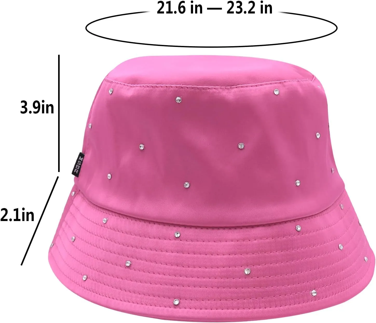 Women Bling Bucket Hat Silky Satin Shiny Rhinestone Bucket Sun Hat Packable Summer Outdoor Fishing Caps for Travel Beach