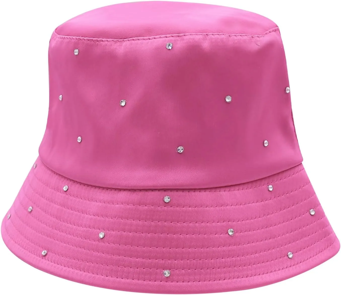 Women Bling Bucket Hat Silky Satin Shiny Rhinestone Bucket Sun Hat Packable Summer Outdoor Fishing Caps for Travel Beach