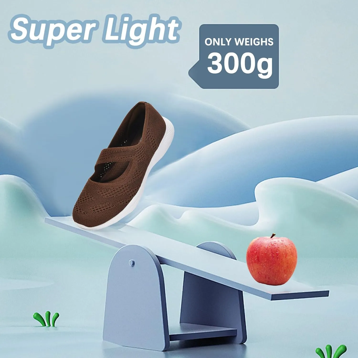 Women Mary Jane Shoes Slip On Walking Flats Comfortable Dressy Knit Washable Casual Nurse Shoe with Arch Support