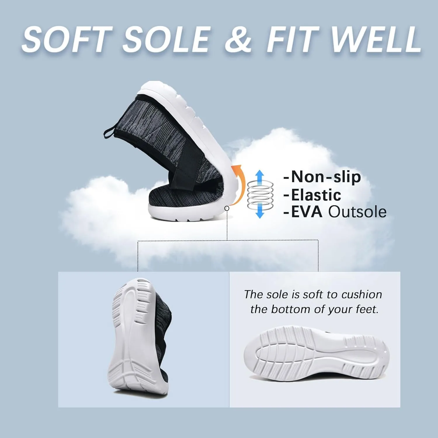 Women Mary Jane Shoes Slip On Walking Flats Comfortable Dressy Knit Washable Casual Nurse Shoe with Arch Support