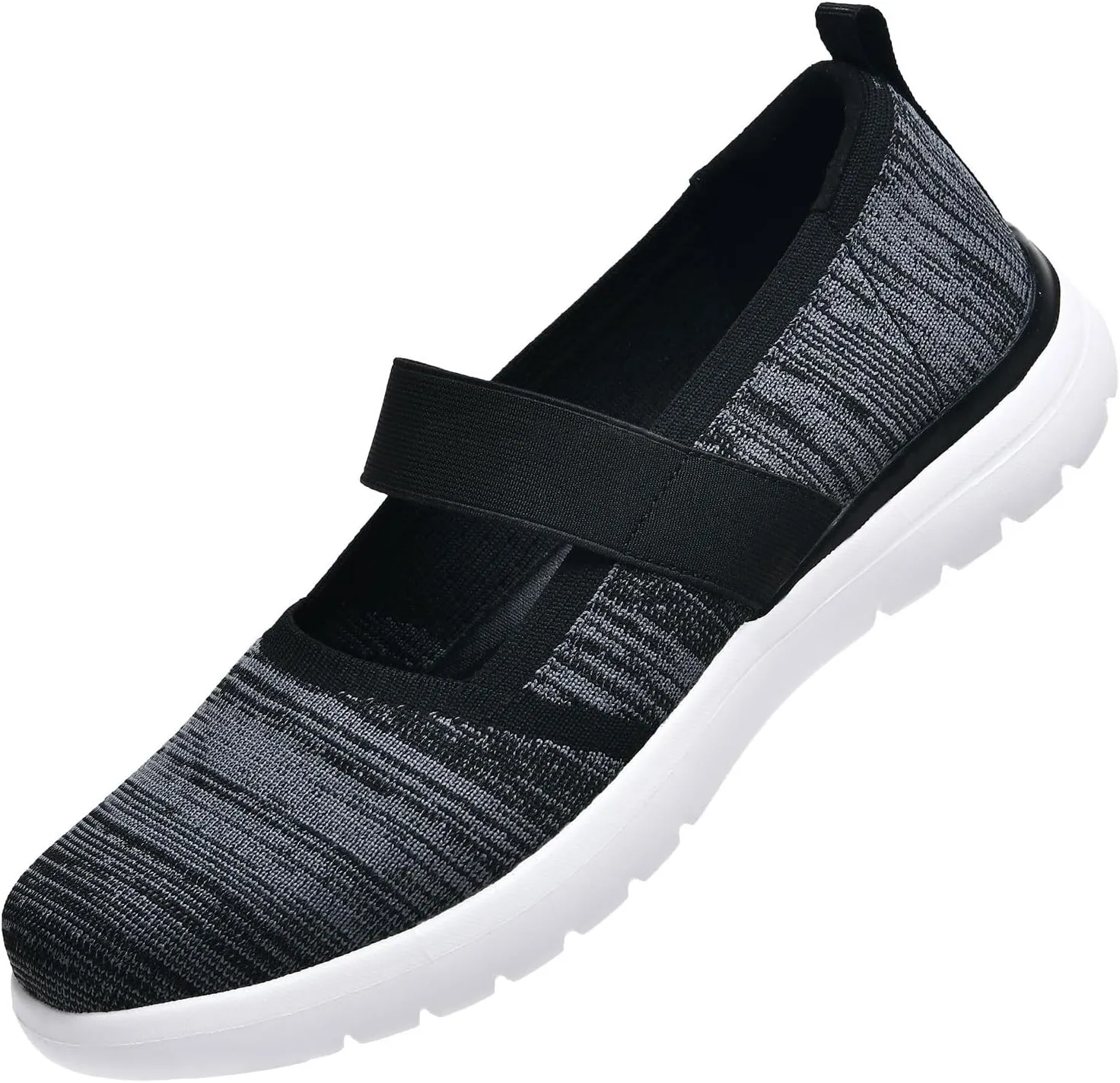 Women Mary Jane Shoes Slip On Walking Flats Comfortable Dressy Knit Washable Casual Nurse Shoe with Arch Support