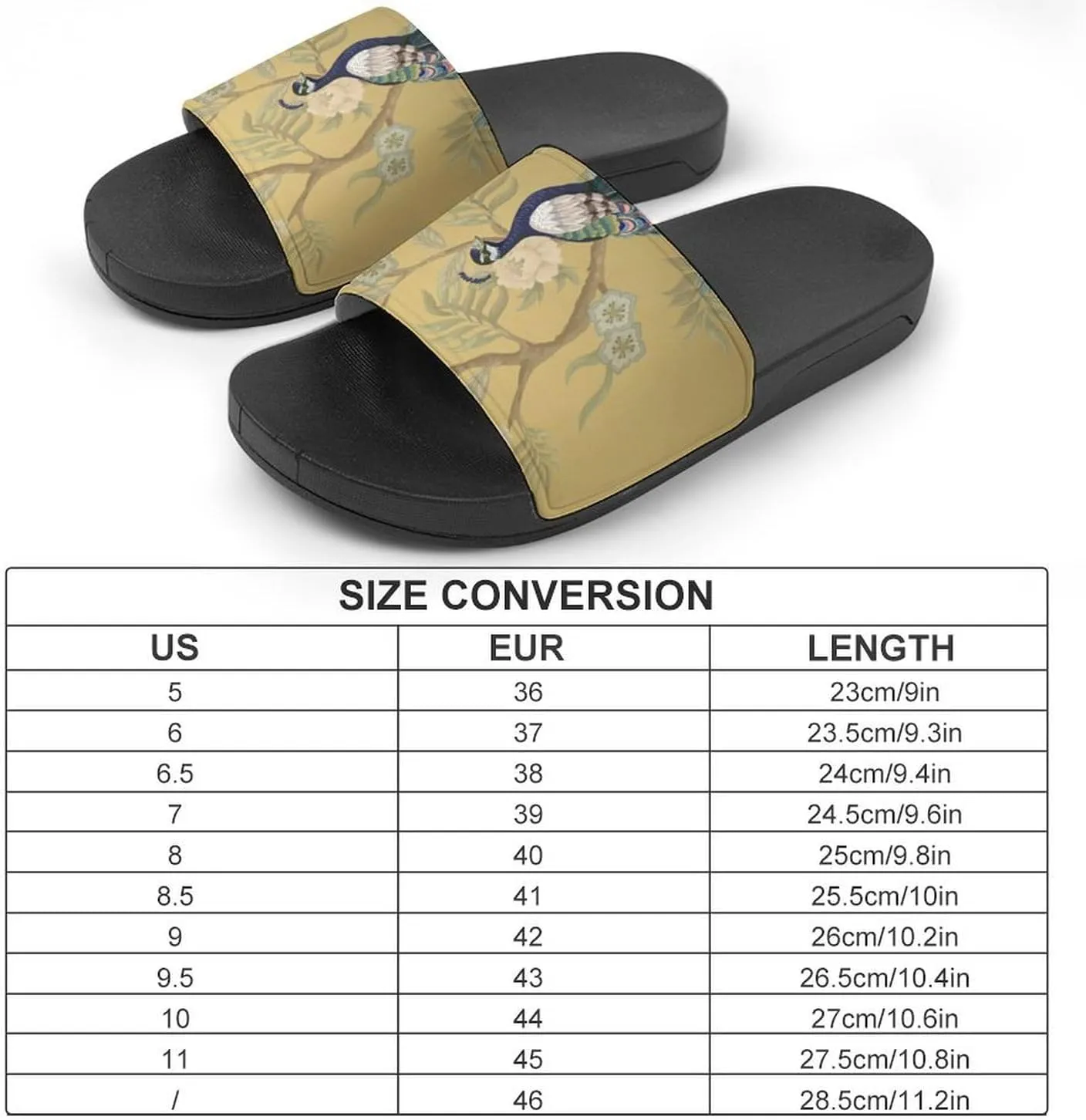 Women Men Slide Slippers Sandals Shower Home Beach House Shoes Gifts, Chinoiserie Style Herons Peacock