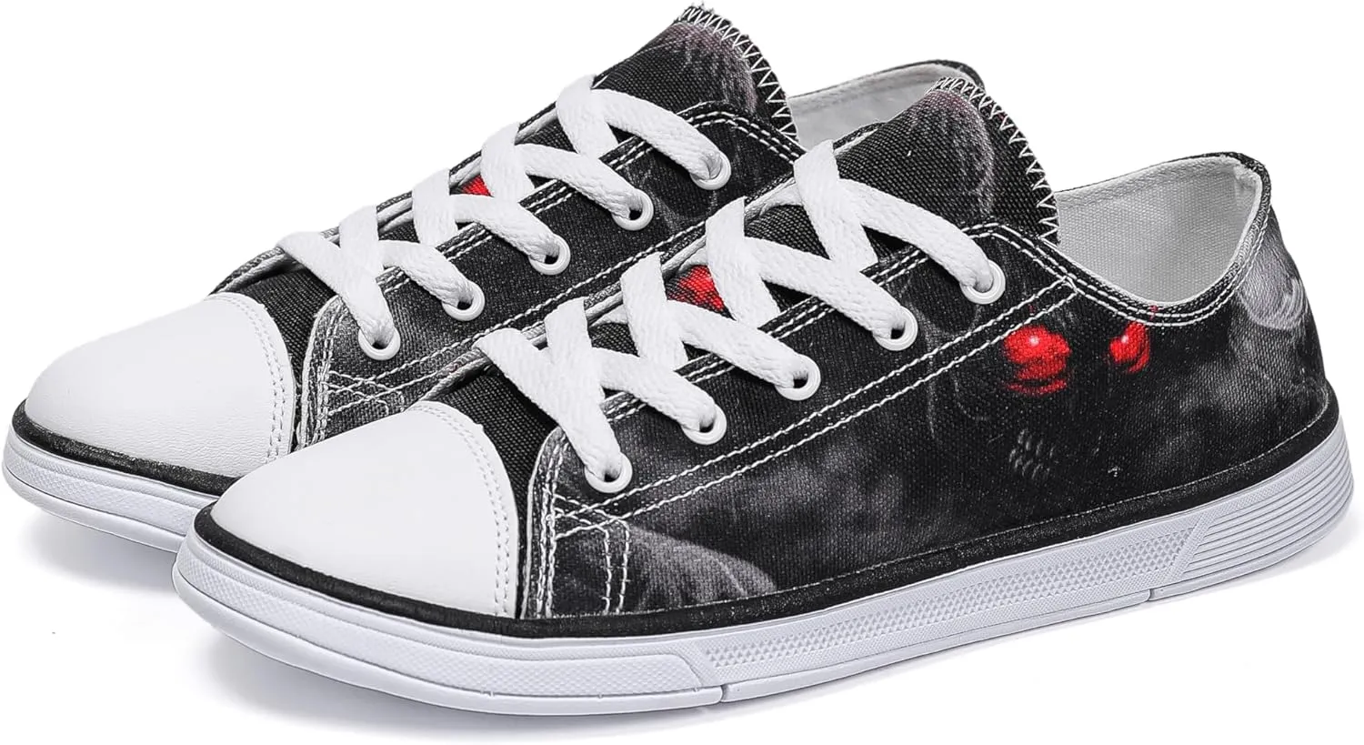 Women Skull Shoes Printed Cool Paisley Print Fashion Sneakers for Teen Men Boys Girls Student Canvas Shoes for Ladies