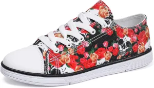 Women Skull Shoes Printed Cool Paisley Print Fashion Sneakers for Teen Men Boys Girls Student Canvas Shoes for Ladies
