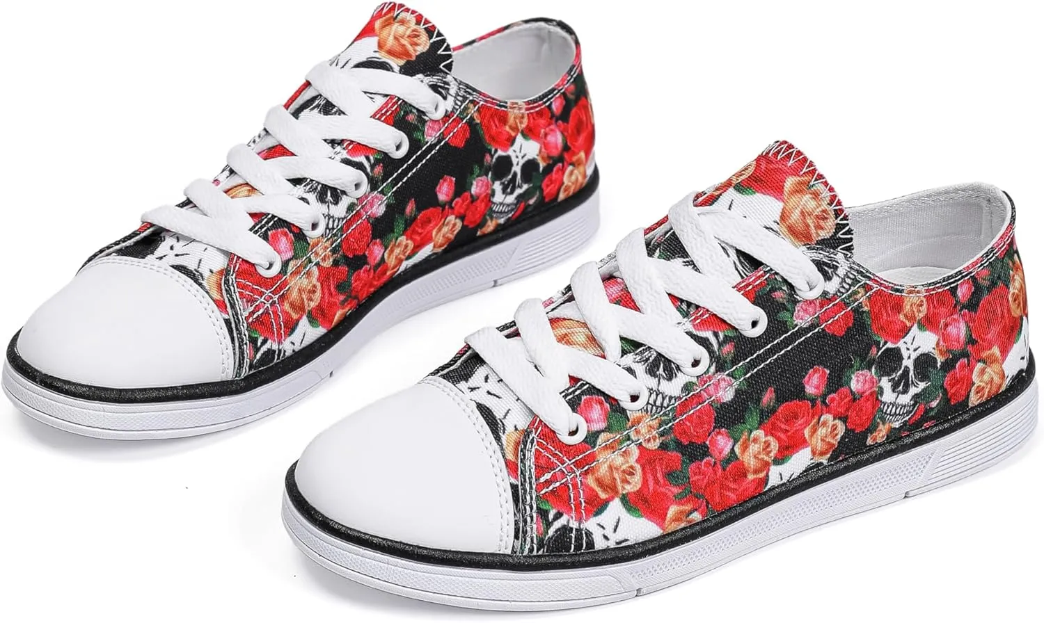 Women Skull Shoes Printed Cool Paisley Print Fashion Sneakers for Teen Men Boys Girls Student Canvas Shoes for Ladies