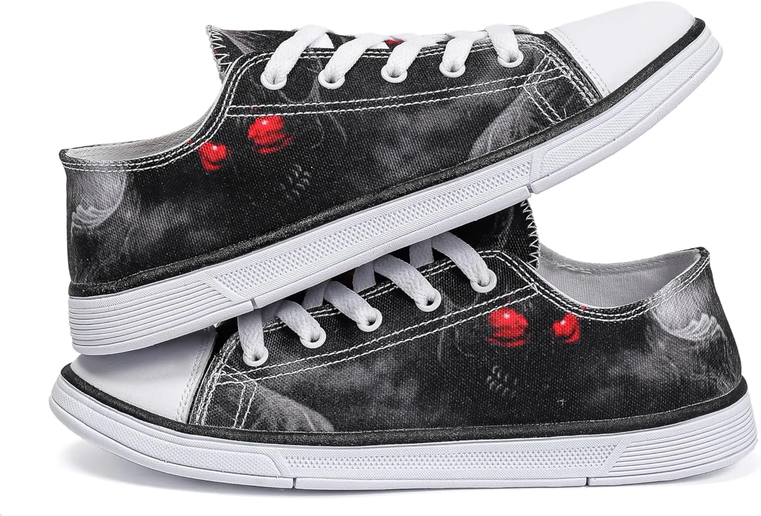 Women Skull Shoes Printed Cool Paisley Print Fashion Sneakers for Teen Men Boys Girls Student Canvas Shoes for Ladies