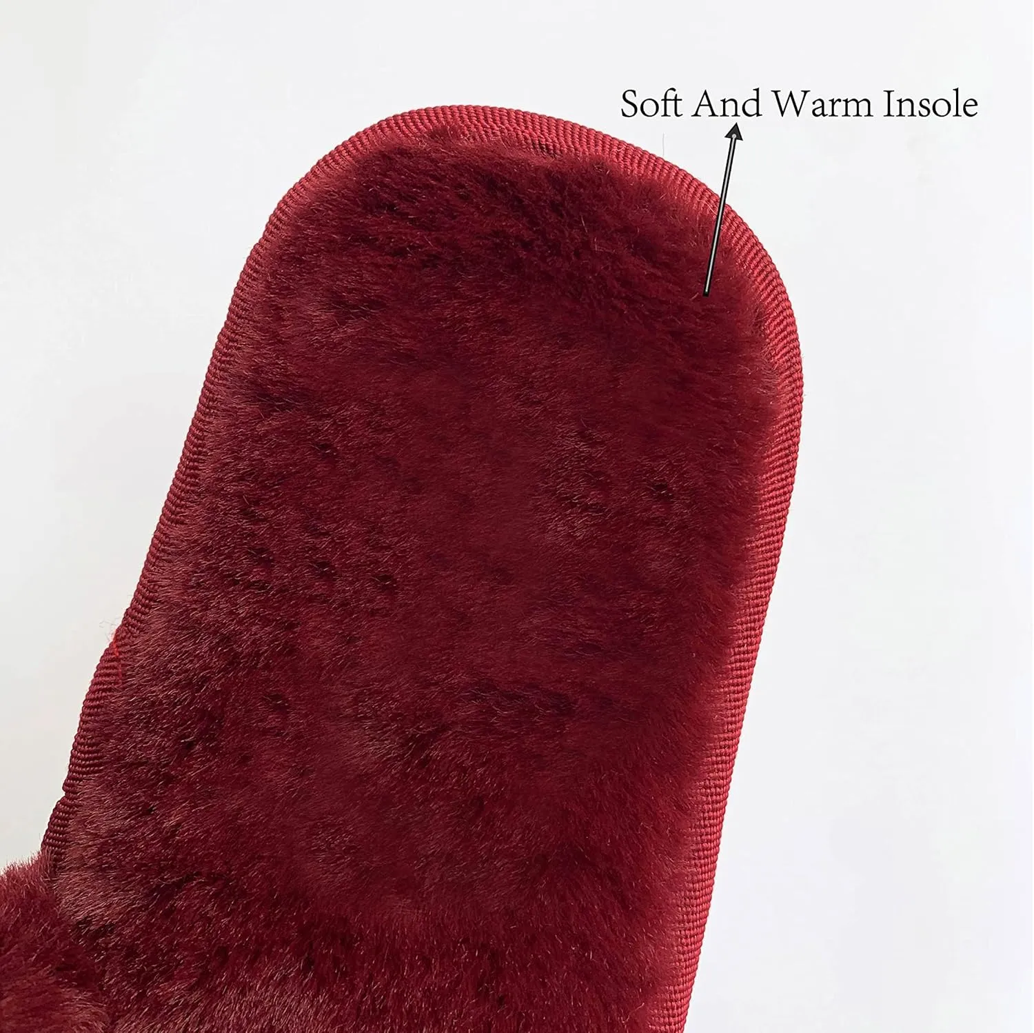 Women Slippers with Real Fox Fur Ball, Girl Furry Cozy Warm House Slipper, Open Toe Soft Flat Slide Sandals for Women Indoor Outdoor