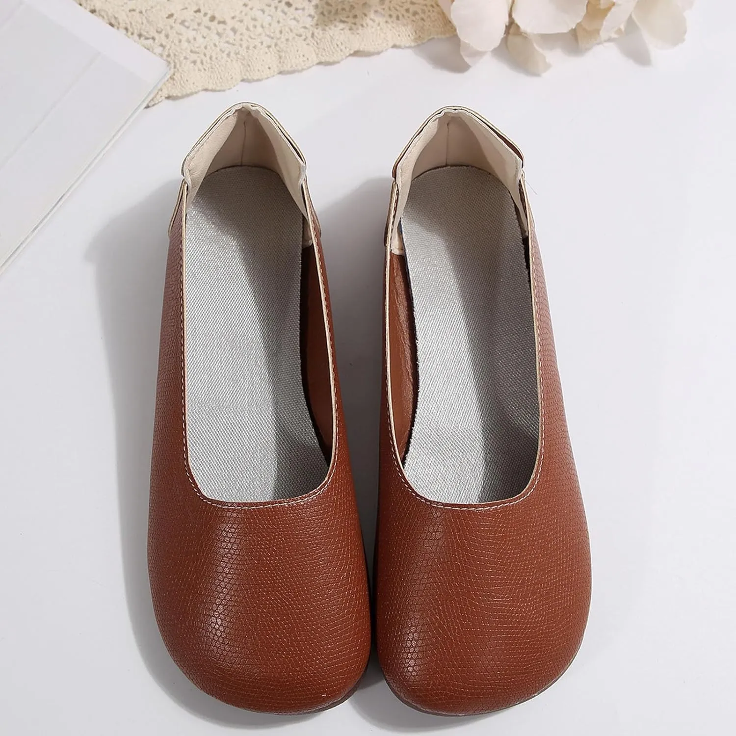Womens Ballerina Ballet Flats Shoes Wide Width Soft Flats Comfort Foldable Round Toe Dressy Comfortable Slip On Dress Shoes