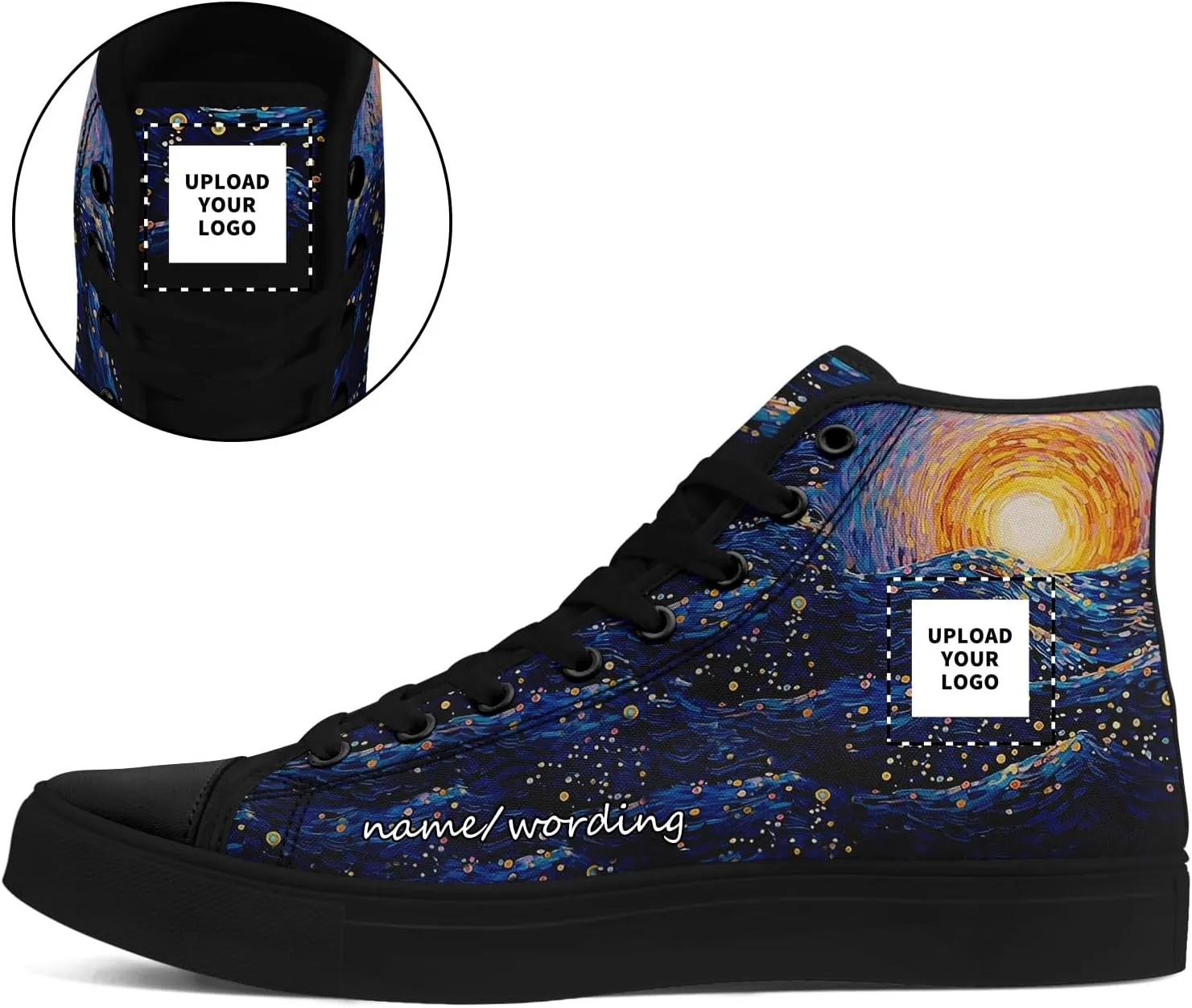 Women's Canvas Night Sky High Top Shoes Sneakers Unisex Casual Lace Up Versatile Shoes