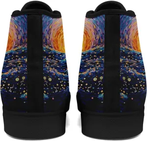 Women's Canvas Night Sky High Top Shoes Sneakers Unisex Casual Lace Up Versatile Shoes