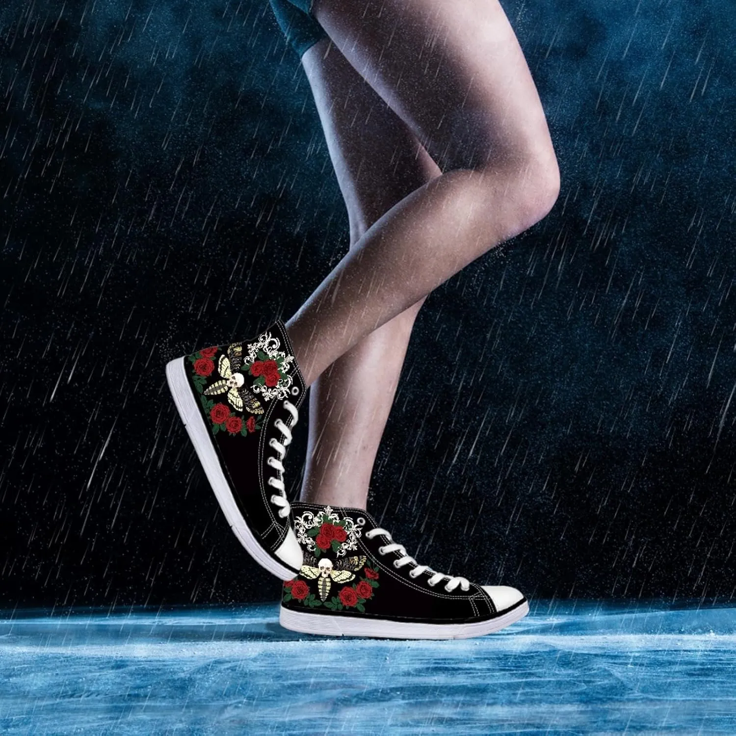 Womens Canvas Shoes High Top Sneakers for Women Classic Lace Up Walking Shoes Personalized Girls Walking Shoes