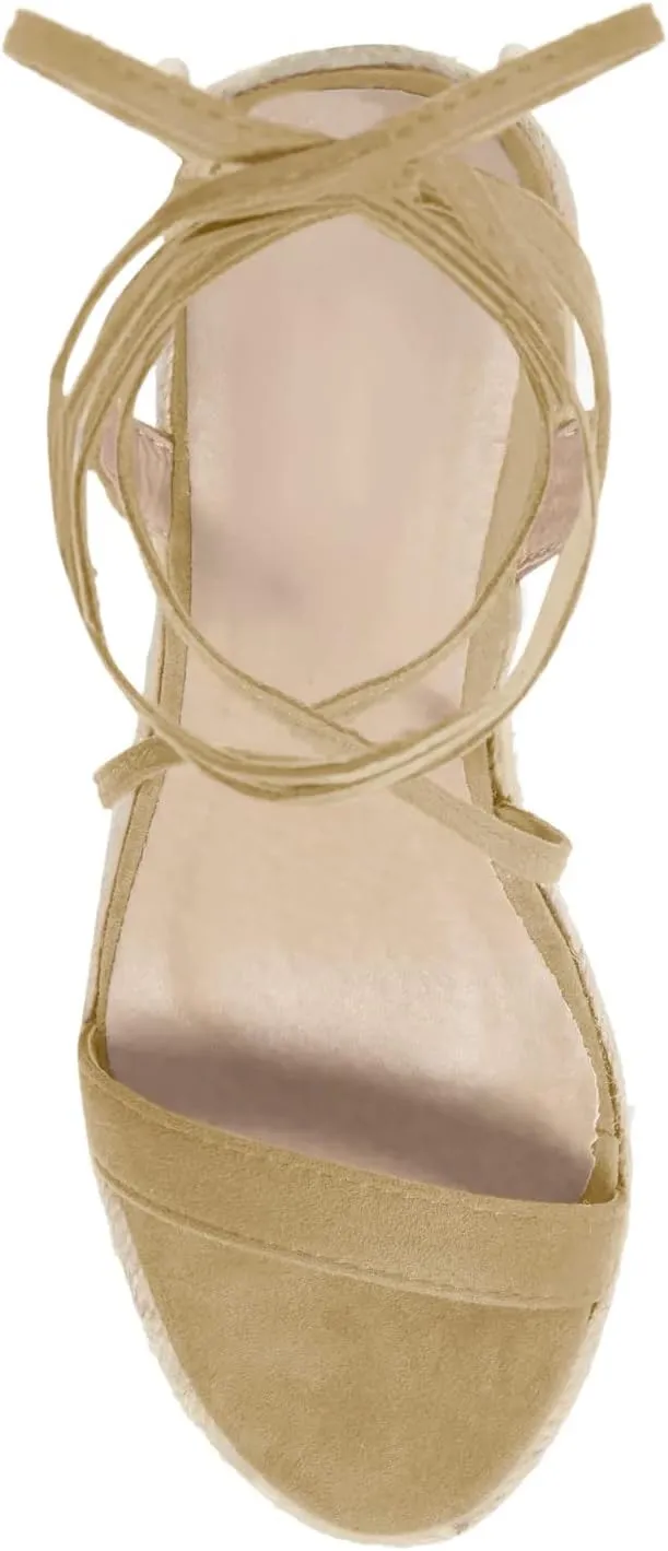 Women's Espadrille Wedges Lace Up Platform Ankle Cross Strap Slingback Summer Dress Sandals