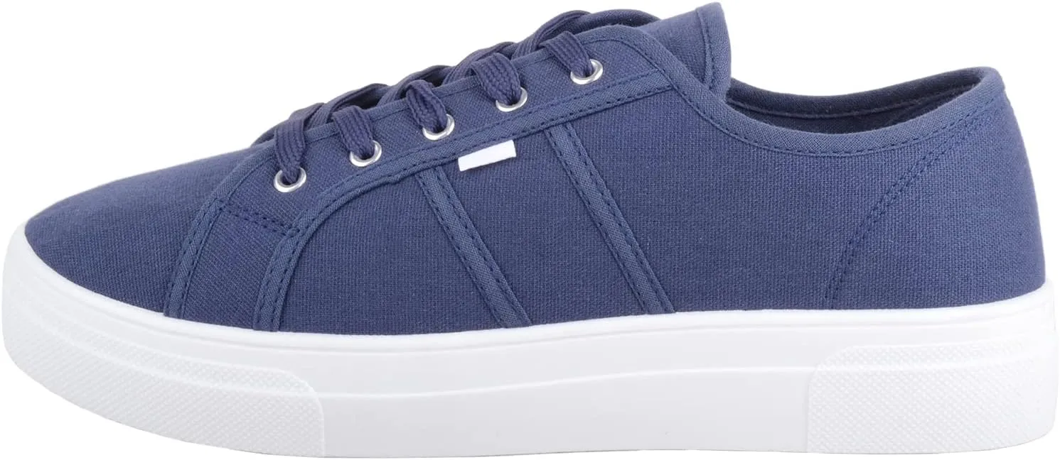 Womens Girls Minimalistic Lace Up Canvas Trainers Sneakers