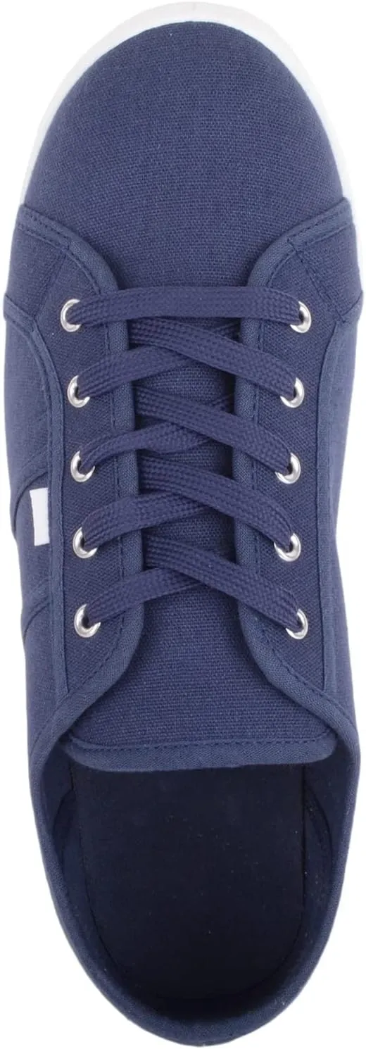 Womens Girls Minimalistic Lace Up Canvas Trainers Sneakers