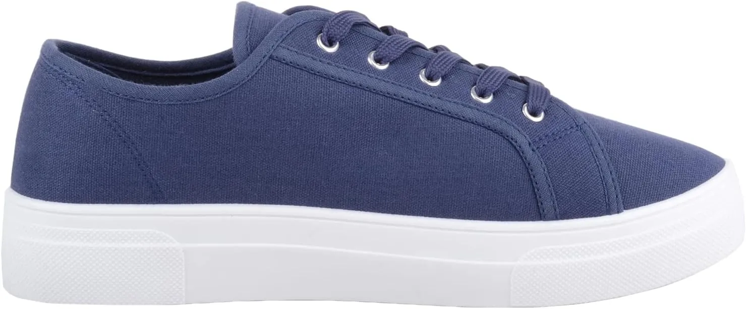 Womens Girls Minimalistic Lace Up Canvas Trainers Sneakers