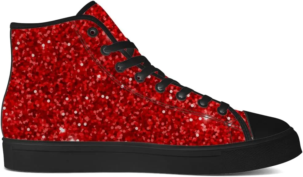 Women's Glitter Shoes High Top Canvas Sneakers Lace Up Casual Walking Shoes Gifts for Girlfriend Ladies