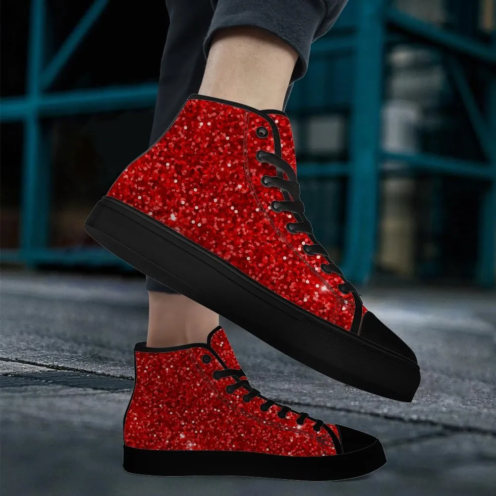 Women's Glitter Shoes High Top Canvas Sneakers Lace Up Casual Walking Shoes Gifts for Girlfriend Ladies