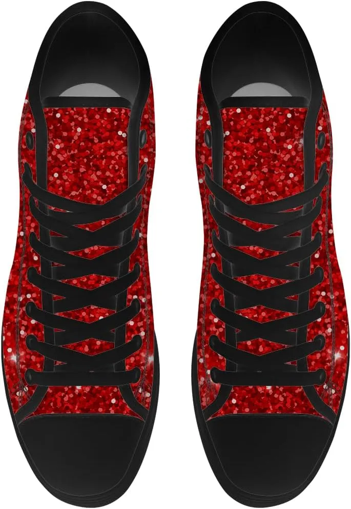 Women's Glitter Shoes High Top Canvas Sneakers Lace Up Casual Walking Shoes Gifts for Girlfriend Ladies