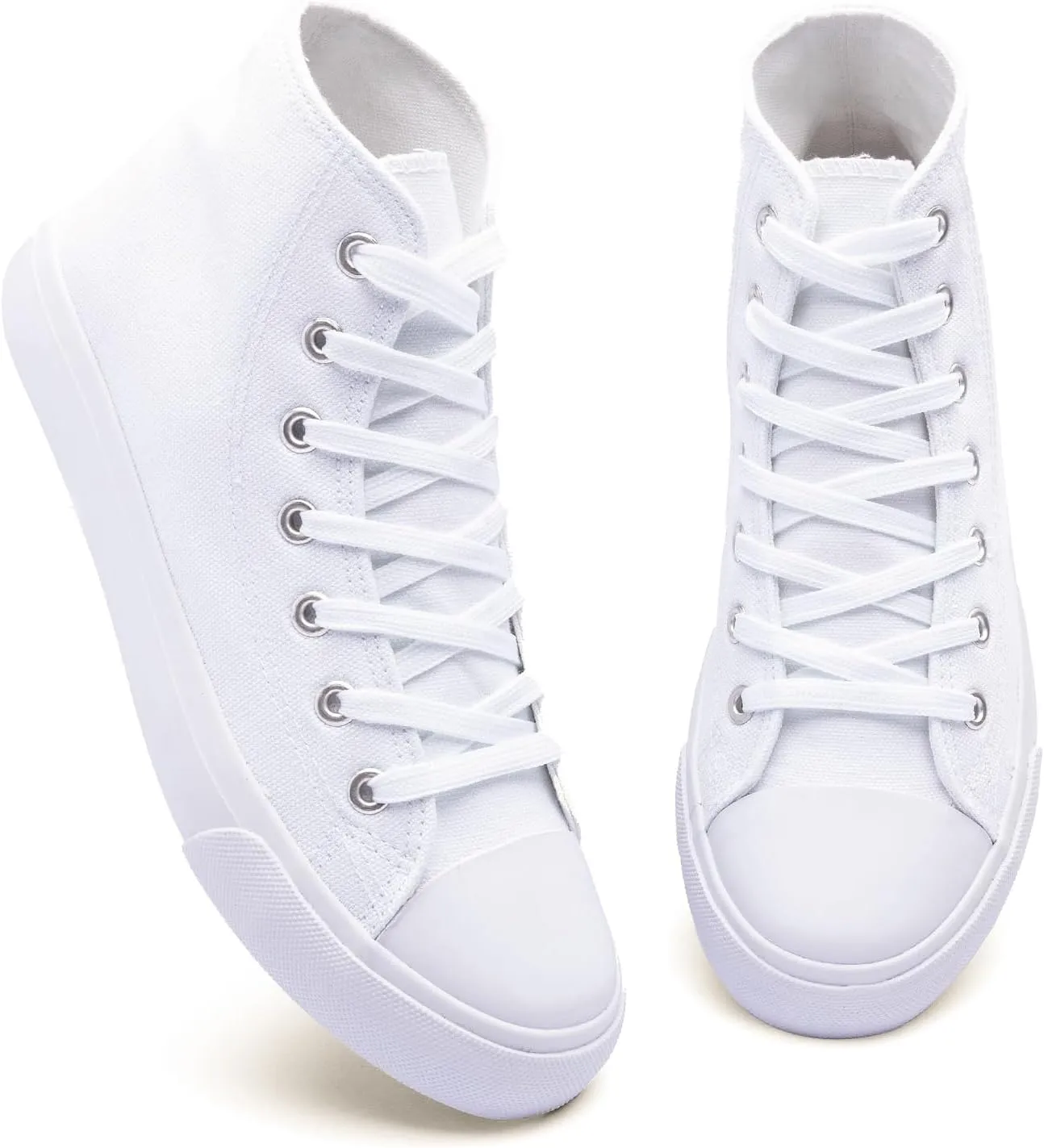 Women's High-Top Canvas Sneakers – Classic Lace-Up Casual Shoes with Extra Shoelaces – Comfortable, Stylish, and Durable