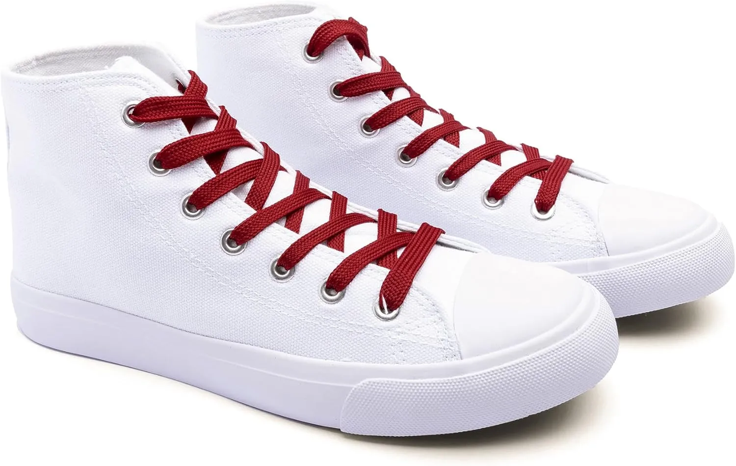 Women's High-Top Canvas Sneakers – Classic Lace-Up Casual Shoes with Extra Shoelaces – Comfortable, Stylish, and Durable
