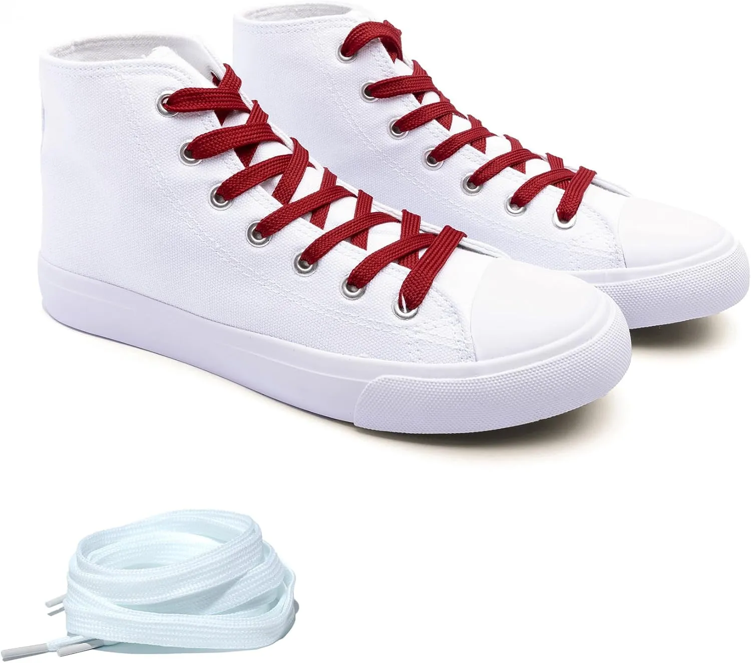 Women's High-Top Canvas Sneakers – Classic Lace-Up Casual Shoes with Extra Shoelaces – Comfortable, Stylish, and Durable