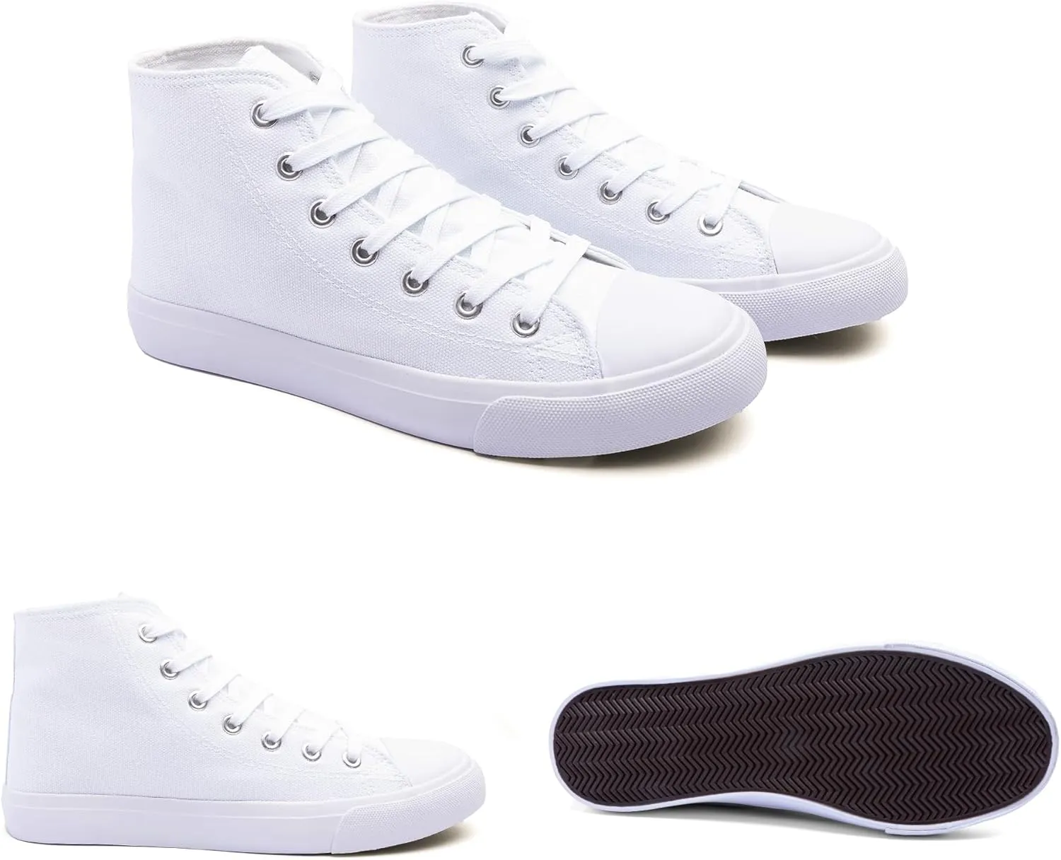 Women's High-Top Canvas Sneakers – Classic Lace-Up Casual Shoes with Extra Shoelaces – Comfortable, Stylish, and Durable