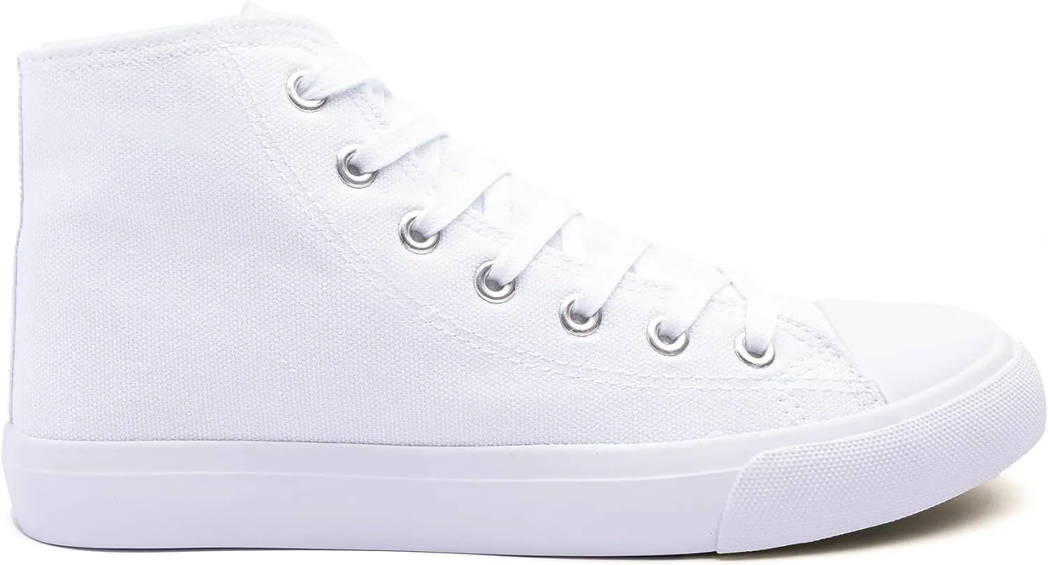 Women's High-Top Canvas Sneakers – Classic Lace-Up Casual Shoes with Extra Shoelaces – Comfortable, Stylish, and Durable
