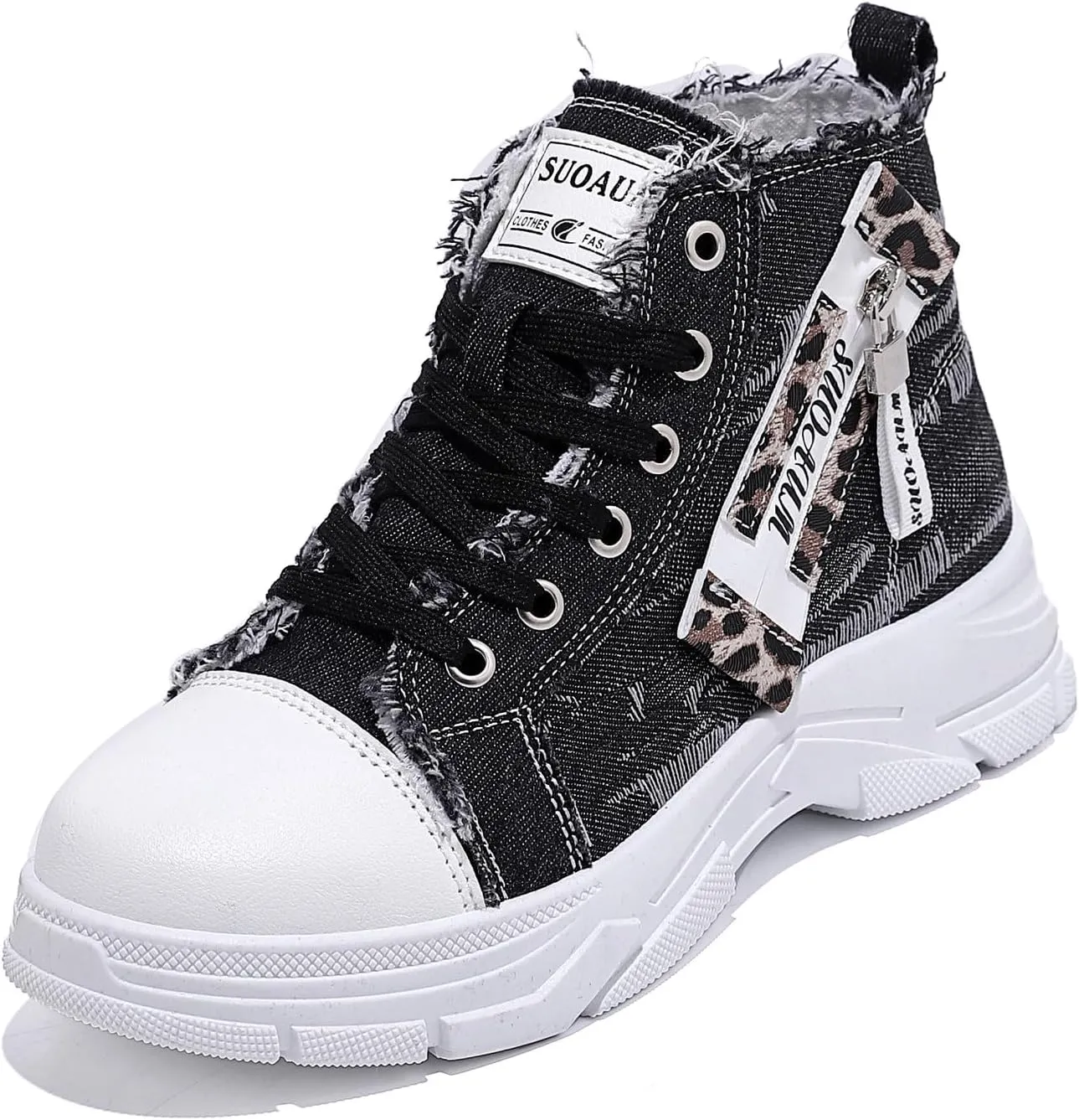Women's Lightweight Platform High Top Canvas Sneakers Breathable Running Walking Shoes